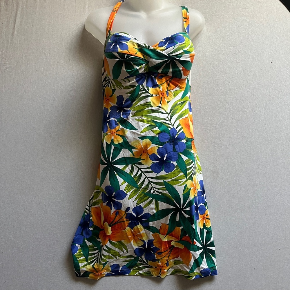 Tommy Bahama Multicolor Floral Halter Twist-Front Dress Sz M